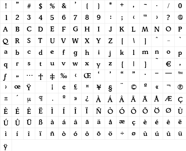 Derringer-Medium Regular font glyphpreview