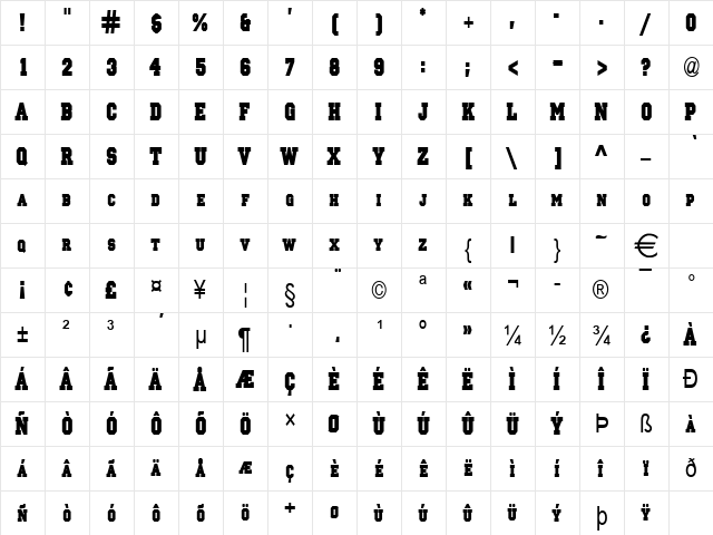 PrincetonSolidCondensed Normal font glyphpreview
