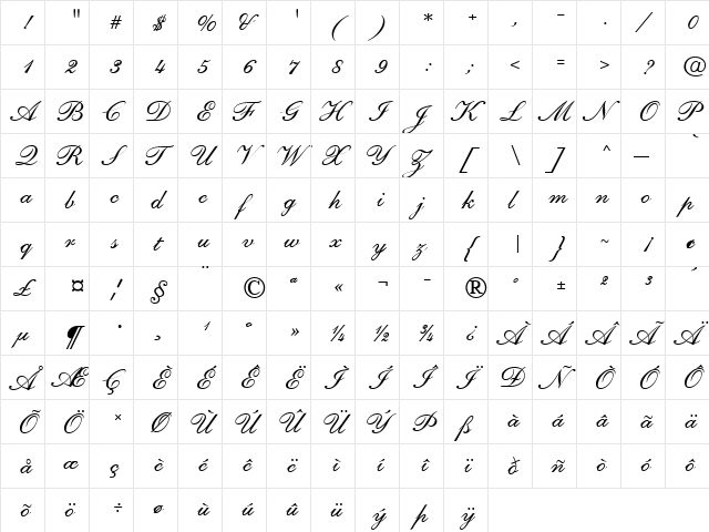 Arezzo Becker Normal font glyphpreview