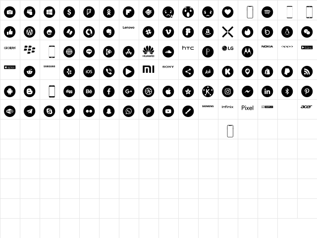 Smartphone Color Pro Regular font glyphpreview