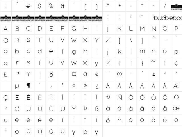 Bubbleboddy Neue Trial Thin font glyphpreview