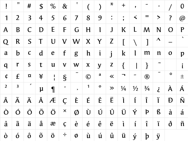 Syndor ITC Regular font glyphpreview
