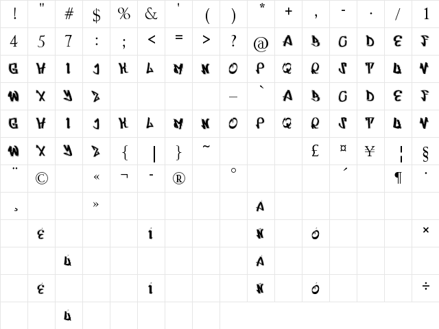 UrbRapper Regular font glyphpreview