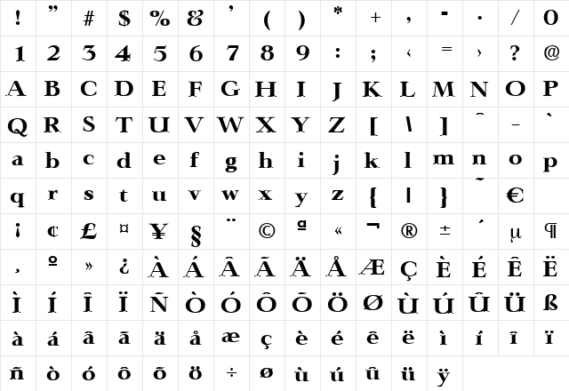 Lingwood-Bold Regular font glyphpreview