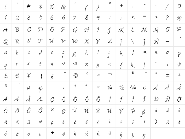 FreemouseITC Medium font glyphpreview