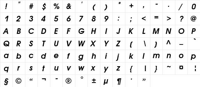 AvantGardeC Bold Italic font glyphpreview