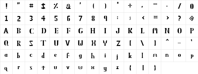 Obelisk MXVV Regular font glyphpreview