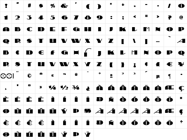 Sesquipedalian NF Regular font glyphpreview