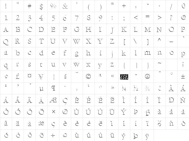 ReliefSerif Regular font glyphpreview