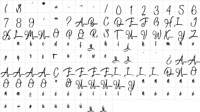Speciality of Rodrigues Regular font glyphpreview
