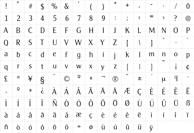 Cleargothic-Light Regular font glyphpreview