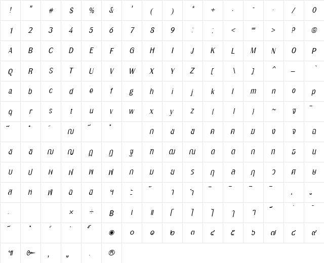PSL-Pojamarn Italic font glyphpreview