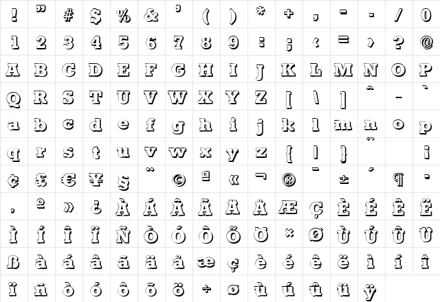 EugeneBeckerShadow-ExtraBold Regular font glyphpreview