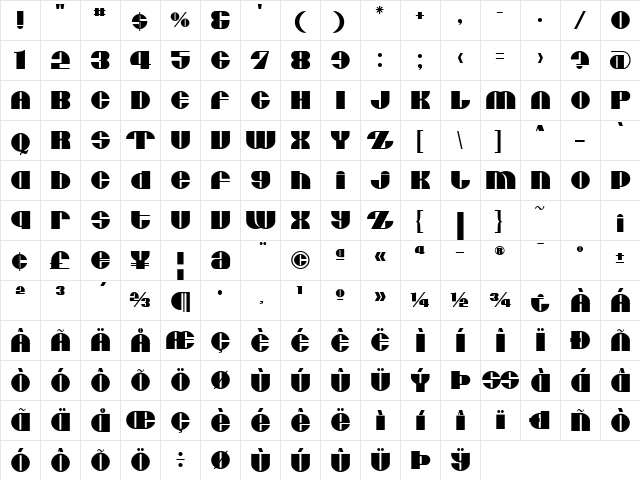 Moxie U font glyphpreview