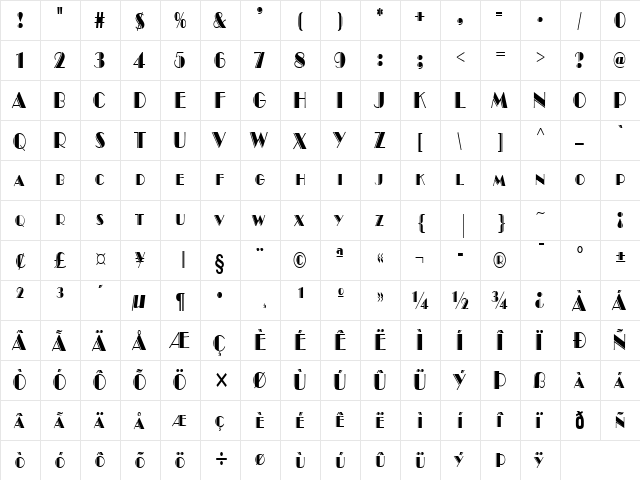 Brando Engraved Condensed Normal font glyphpreview