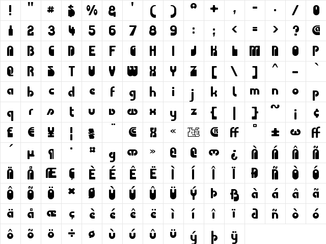 Choda Regular font glyphpreview