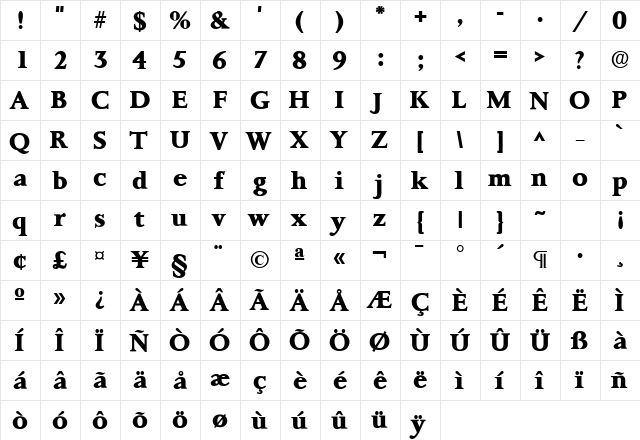 ft8b Bold font glyphpreview