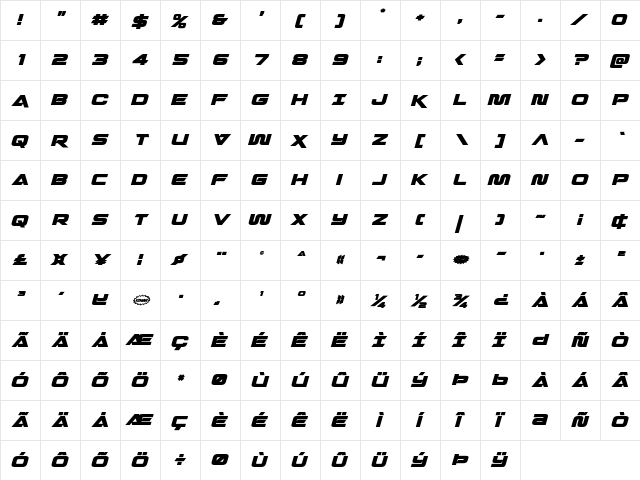 Quark Storm Bold Italic Bold Italic font glyphpreview