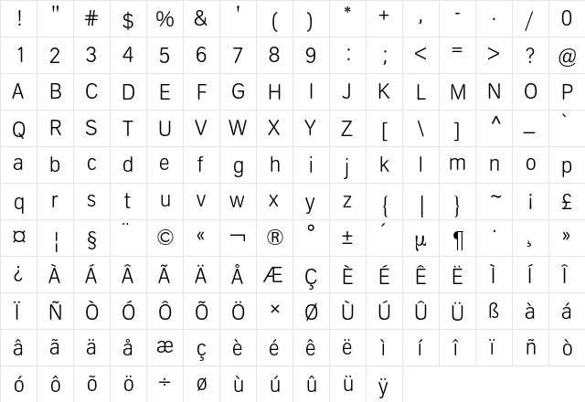 Aral-Type BQ Light font glyphpreview