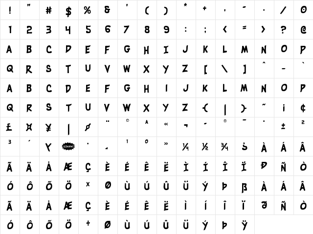 Villain Team-Up Spiked Regular font glyphpreview