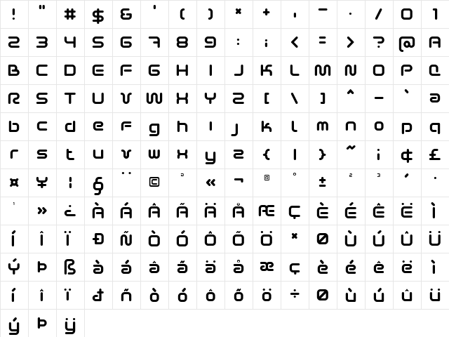 Sci Fied 2002 Regular font glyphpreview
