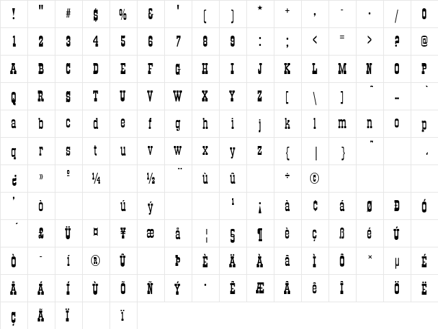 Old-Town-Normal Regular font glyphpreview