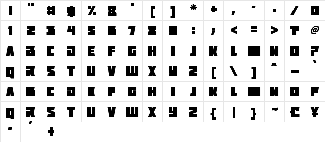 Positrons Regular font glyphpreview