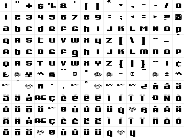 Dinette Regular font glyphpreview
