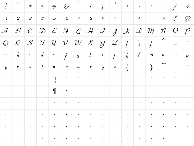 QTCoronation Regular font glyphpreview