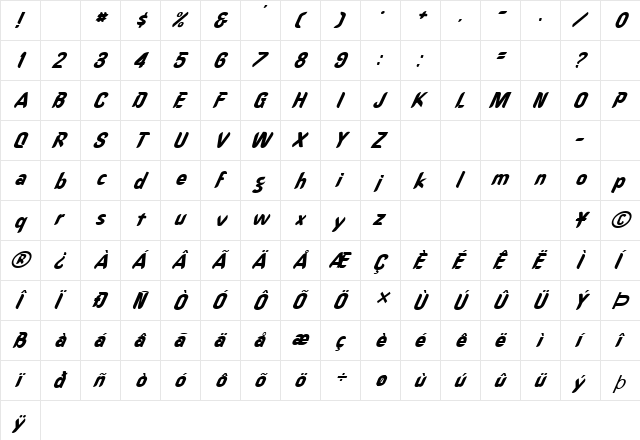 FZ HAND 15 ITALIC Normal font glyphpreview