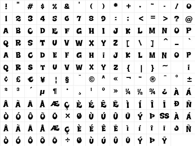 Super Delicious BTN Regular font glyphpreview