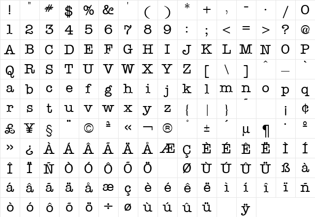 American Type Regular font glyphpreview