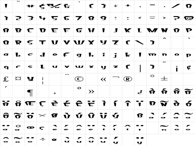 Fluoride Beings Regular font glyphpreview