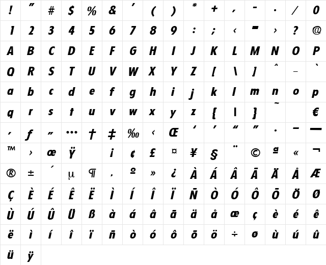 Florida-BoldIta Regular font glyphpreview