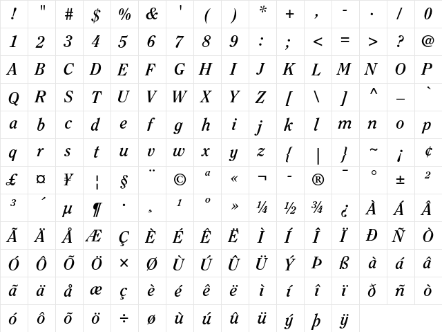 ITC Clearface Bold Italic font glyphpreview