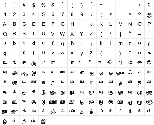 TSC_Paranar Normal font glyphpreview