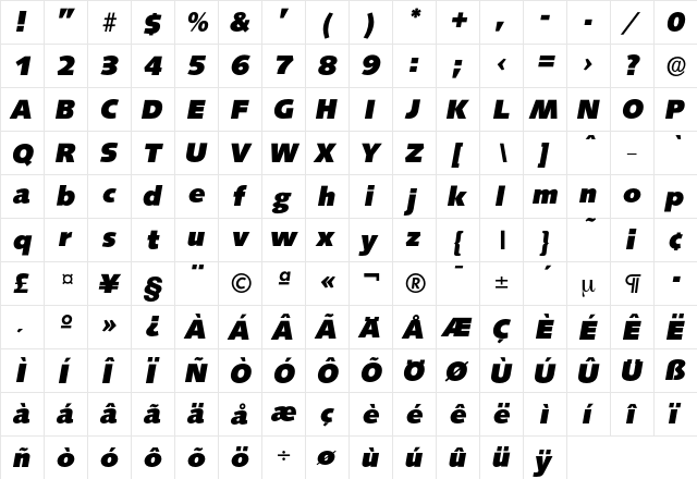 Saxony-HeavyIta Regular font glyphpreview