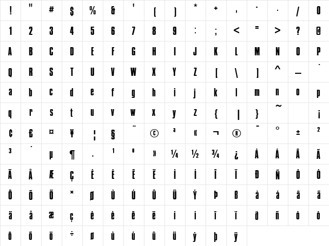 Compacta D Regular font glyphpreview