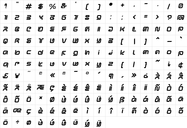 Sharp Regular font glyphpreview