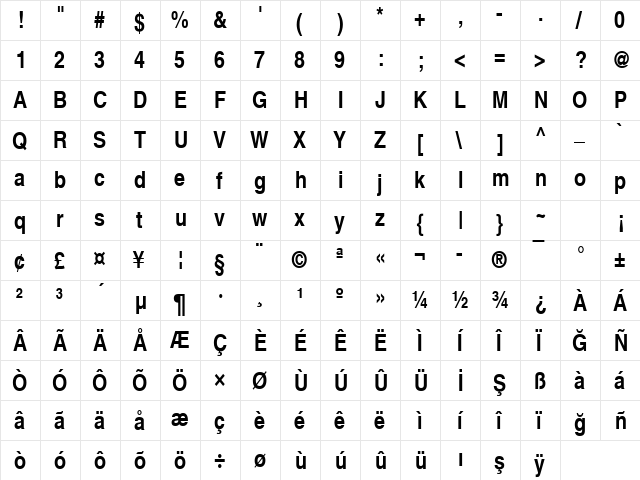 NimbusSanLTUCon Bold font glyphpreview