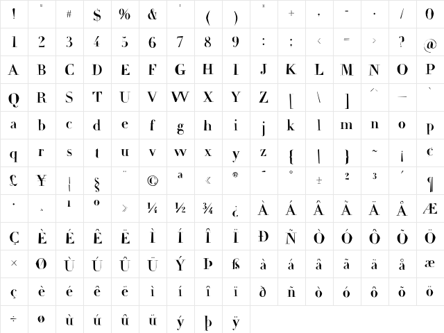 Frail Regular font glyphpreview