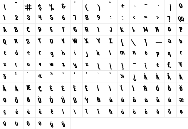 Youth wright Oblique font glyphpreview