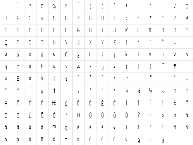 Elgethy Est Bold Condensed Regular font glyphpreview