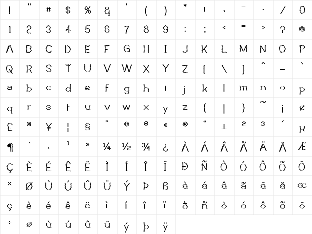 Mutant Bamboo I Regular font glyphpreview