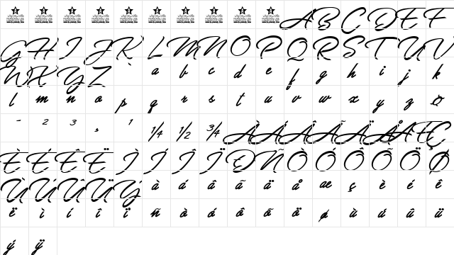 Allegratta Personal Use Regular font glyphpreview