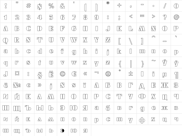 FuturaEugenia Ho Regular font glyphpreview