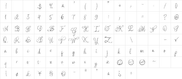 Yore script Regular font glyphpreview