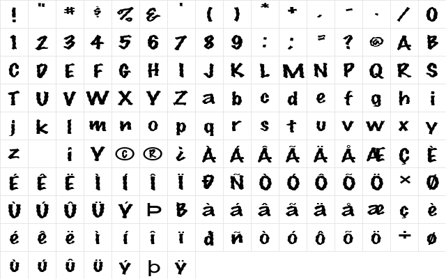 FZ HAND 14 WAVEY EX Normal font glyphpreview