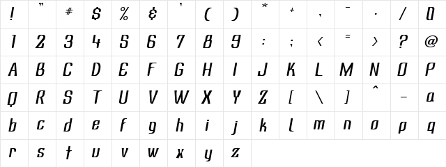 Subatonik Italic font glyphpreview