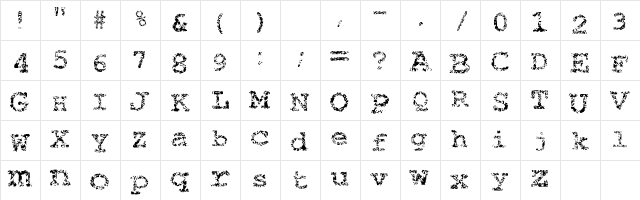 Typewriter from hell Regular font glyphpreview